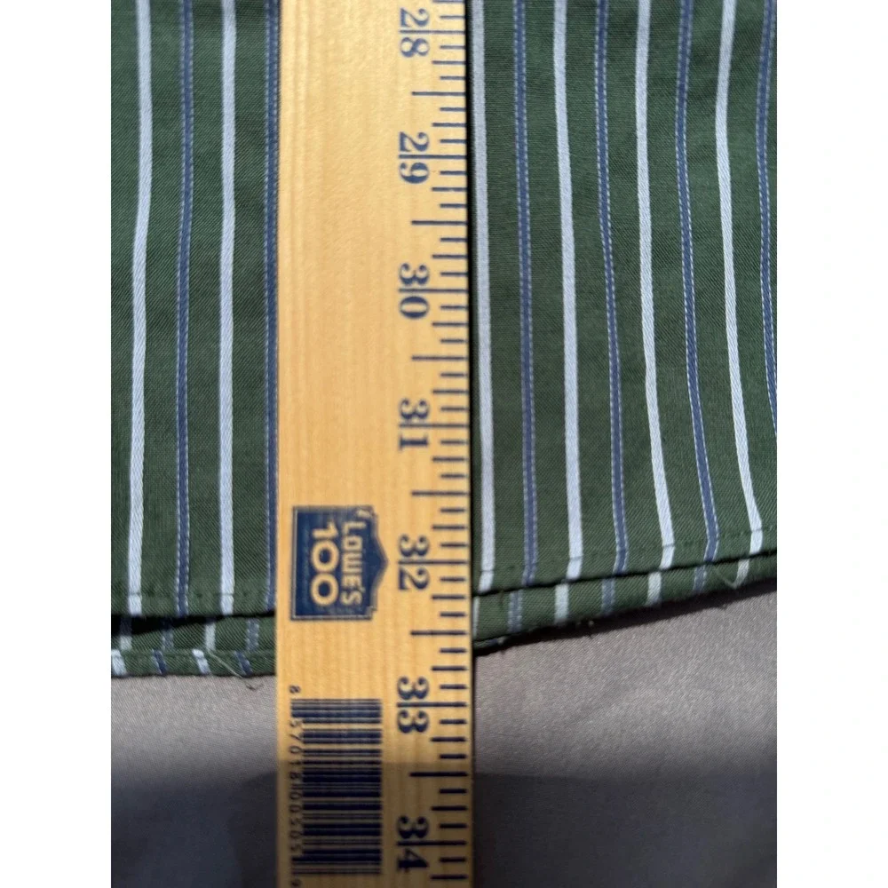 Mens Striped Button‎ Down Shirt Green White Blue Casual Long Sleeve